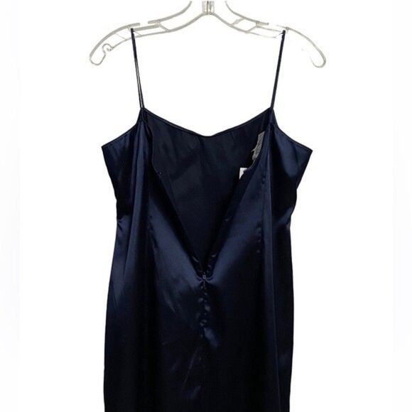 NWOT Rickie Freeman Teri Jon Slip Dress Size 8 Navy Blue Feminine Coquette - Picture 6 of 8
